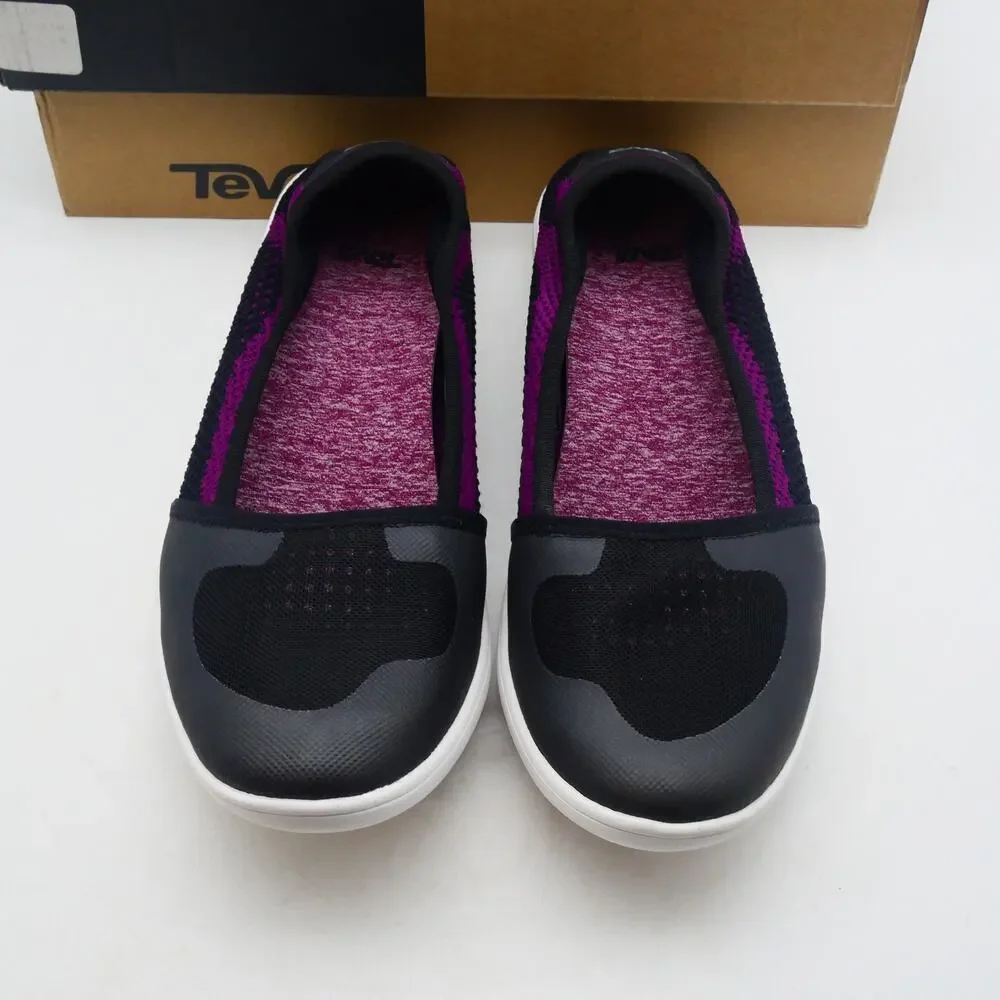 NEW Teva Women's 8 Hydro-Life Ballet Flats Slip on Shoes Black Purple